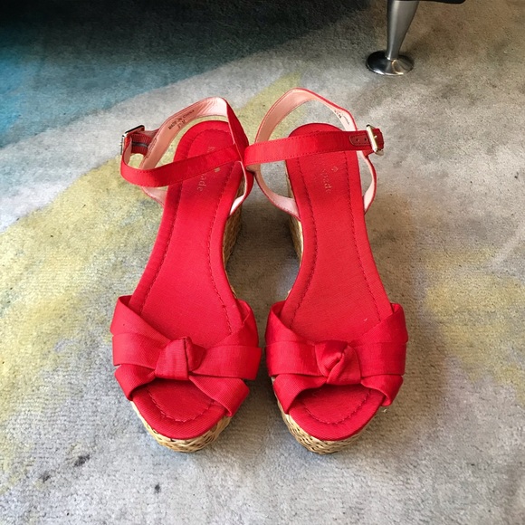 Kate Spade New York ♠️ Tilly Red Wedges - Picture 2 of 8